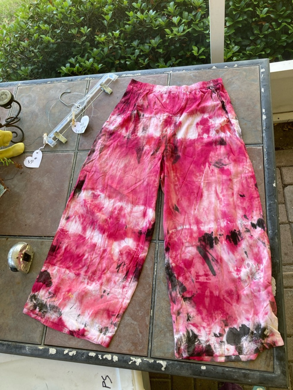 Wide Leg Tie-Dye Pants in PinkBlack